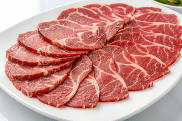 thinly sliced raw beef steak pieces 
