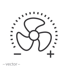 fan adjust icon, adjustable speed fan, automatic ventilation change, thin line symbol on white background - editable stroke vector illustration eps10