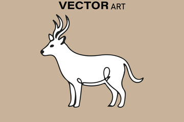 Obraz premium Minimalist white deer vector illustration on beige background