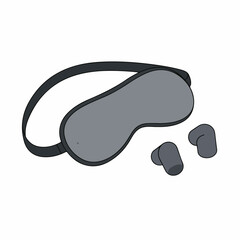 Minimalist Flat Lay Sleep Mask and Earplug Relaxation Accessory Illustration