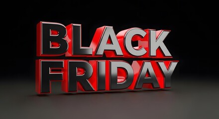 Black friday sale text effect with 3d rendering on dark background for banner