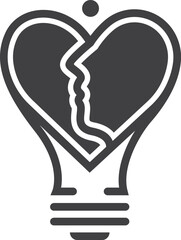 Love Heart Face Relationship Icon Template Modern bulb Vector Logo Design