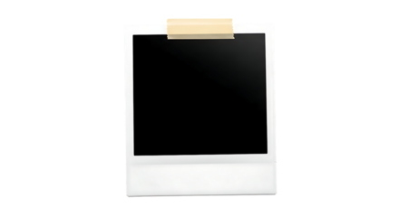 Instant  format frame secured with masking tape against a dark background