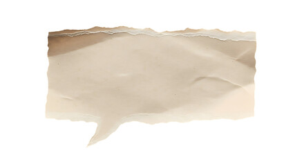 Aged paper element shaped like a speech bubble isolated on a dark background