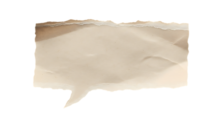 Aged paper element shaped like a speech bubble isolated on a dark background