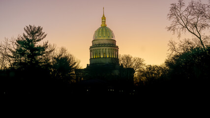 Silhouette of the West Virginia State Capitol at Dawn