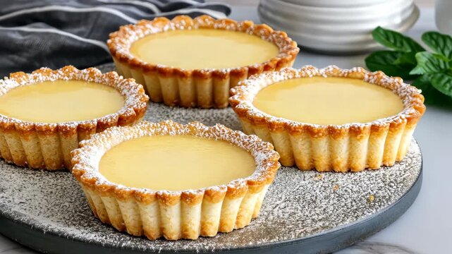 Fresh lemon tarts freshly baked with flaky crusts and creamy fillings, perfect for dessert lovers and gatherings