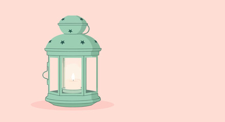 Elegant Lantern With Candlelight And Starry Design Illustration