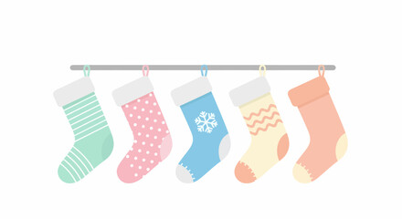 Festive Christmas Stockings Hanging In Pastel Tones Holiday Season