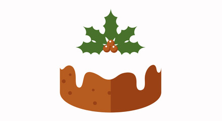 Festive Christmas Pudding With Holly For Seasonal Celebrations