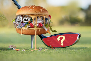 A burger stuffed with trash—a shocking symbol of fast food toxicity. A vivid visual protest against the hidden dangers of quick meals. It urges reflection on the cost of “convenient” food!