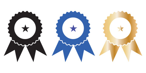 Badge icon. Award sign vector set. Achievement sign set. Checkmark prize reward badge. Winner best reward isolated icon set
