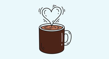 Steaming Mug With Heart Vector Design For Your Love Concept