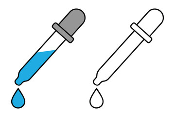 Dropper tool icon set for medical, lab, or design use.
