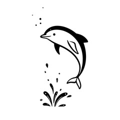 Fototapeta premium Dolphin. Dolphin simple black and white line art vector logo