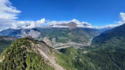 Fort du Telegraphe with valley landscape in the background, Savoie, Auvergne-Rhone-Alpes, France, Europe.