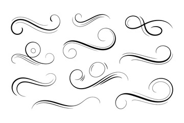 Flourish calligraphy swirl design elements set Vector