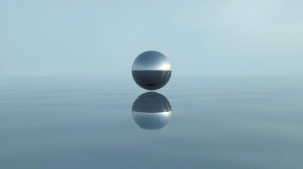 Floating Sphere Over Calm Water
A single metallic sphere hovering above still water with perfect reflection — pure, elegant, and meditative.