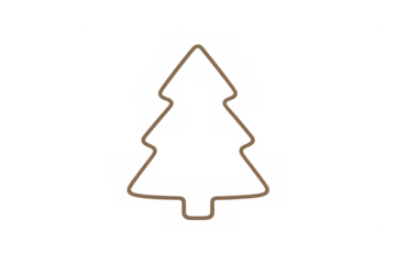 Christmas tree cookie cutter outline for festive baking and holiday season decoration on transparent background
