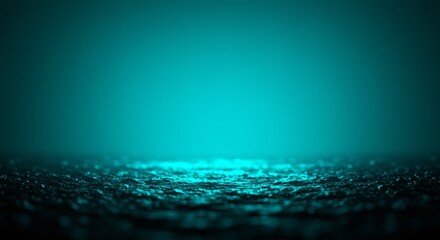 Vibrant Aqua Light on Rough Surface with Gradient Sky and Dust Particles