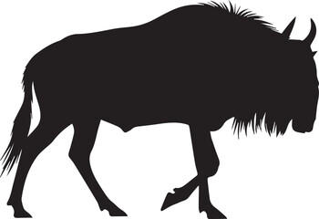Majestic wildebeest silhouette majestic wild african animal profile standing side view