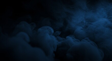 Ethereal Blue Smoke and Sparkling Dust Particles in Darkness