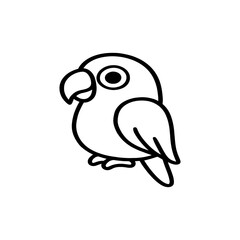 Obraz premium Cute cartoon parrot illustration simple black and white line drawing