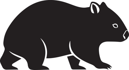 Wombat silhouette side profile a sturdy australian marsupial creature walking