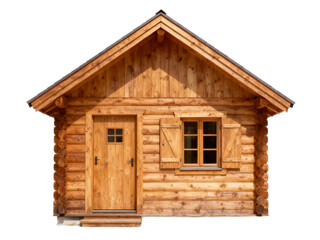 [Transparent Background PNG]A charming wooden cabin with a single door and a window