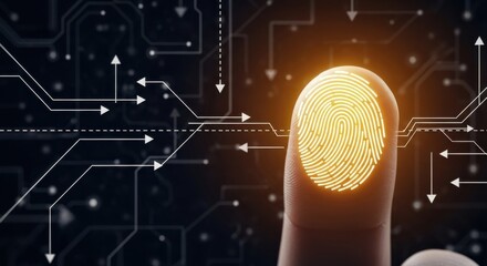 Innovative fingerprint recognition technology in action on digital circuit background
