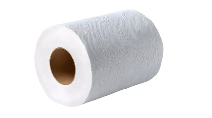 Fototapeta premium Textured white toilet paper roll on black background