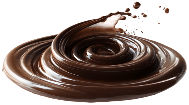 Rich swirling chocolate splash with smooth liquid texture