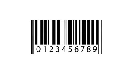 A simple black and white barcode with the numbers 0123456789 printed below the vertical lines.