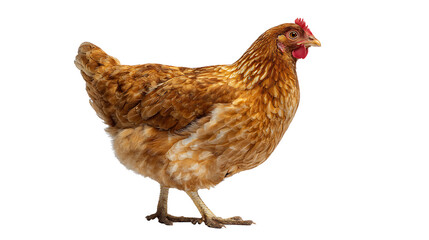 A brown chicken standing isolated on transparent background
