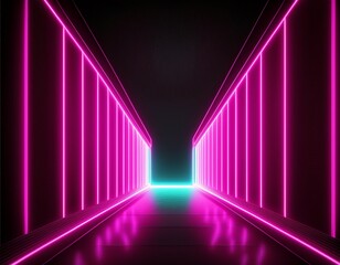 neon line border glowing in pink light