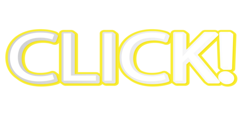 Click! text button design with yellow outline and shadow effect

