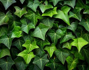 a close up view of vibrant green ivy leaves with intricate veins