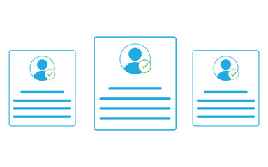 Verified profiles or approved documents. authentication, and digital identity confirmation processes. Ideal for business, HR, and technology themes. Flat illustrator vector file. high quality pic