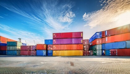 colorful containers create a vibrant scene in a busy shipping yard