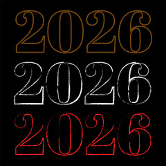 Textured 2026 Year Numbers in Multiple Styles