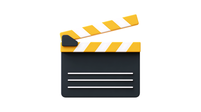 Modern movie clapboard for film production isolated on transparent background - Powered by Adobe