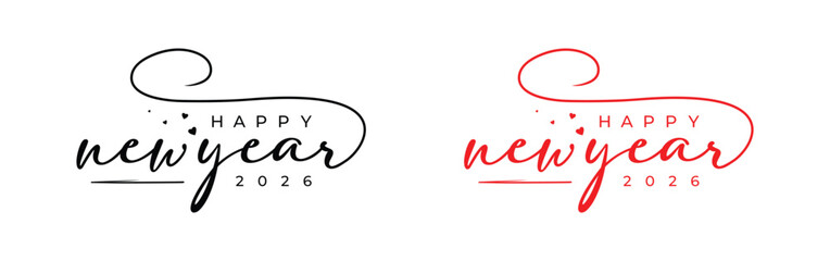 Red, Black, and white color logo. Happy New Year 2026. 2026 Logo Design. 2026 Happy New Year vector Logo Template