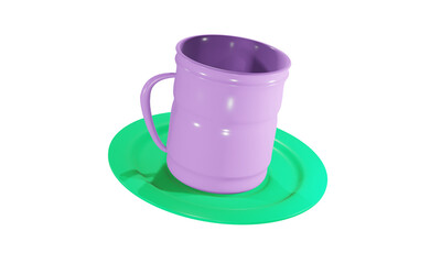purple tea cup with green plate