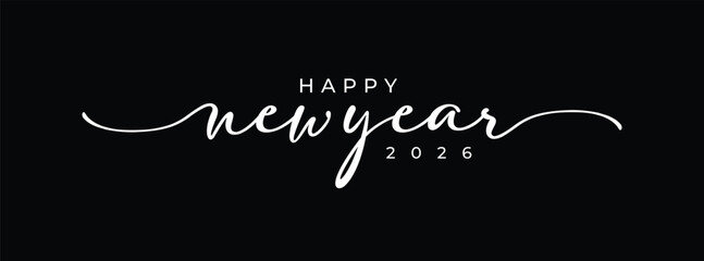 2026 Happy New Year logo design, Happy New Year 2026 flat minimalist black and white logo design, love, heart, 2026 © nilufa logo maker