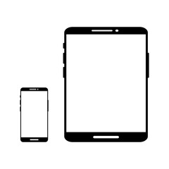 mock up phone and tablet. mock up social media with transparent background. vector illustration.