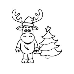 Fototapeta premium reindeer with christmas tree