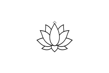 Abstract stylized lotus blossom drawn in clean line art style, ideal for wellness branding, beauty spa logos, or sacred geometry visuals.