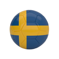 Fototapeta premium Sweden soccer ball, a symbolic 3D render representing Nordic sports and national identity