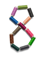 Colorful Thread Spools Number Eight on Transparent Background