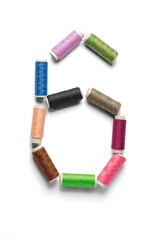 Colorful Thread Spools Number Six on Transparent Background